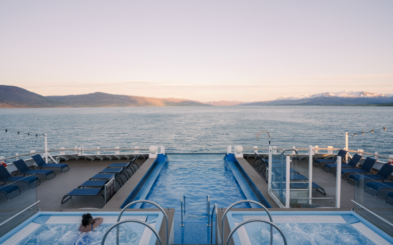 Pool on an Antarctica cruise ship