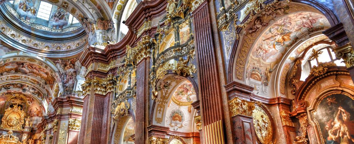 Exquisite interior of Melk Abbey