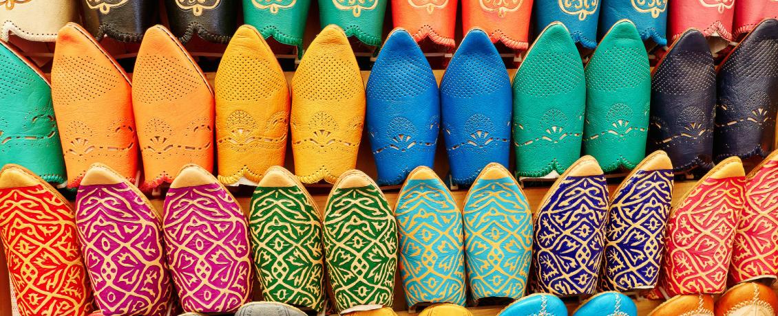 Vibrant Moroccan slippers, a colourful find amidst the bustling souks