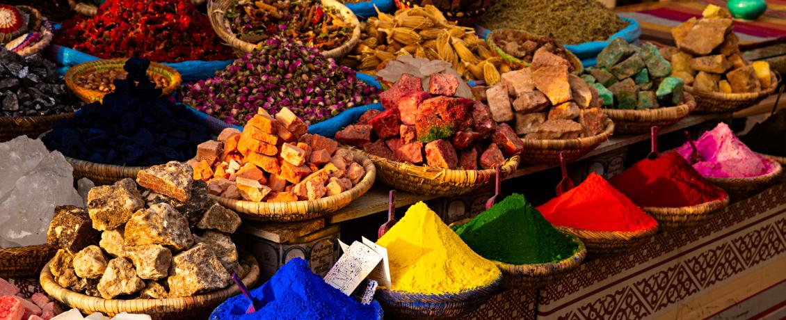 Discover the bustling souks of Morocco