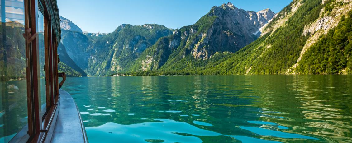 Wooden boat on Lake Königssee, Germany.