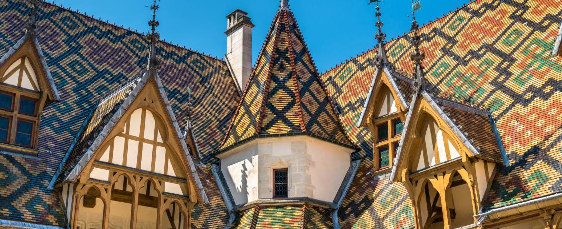 Architecture of the historic Hospices of Beaune, France